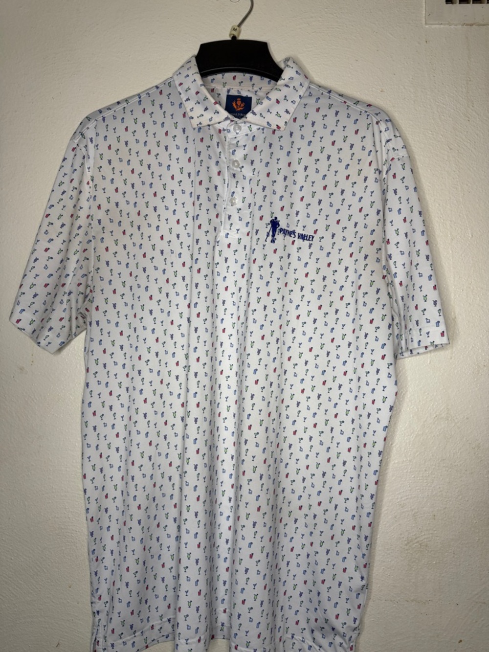 Donald Ross Paynes Valley  Printed Polo Shirt with Small Multicolor Motif
